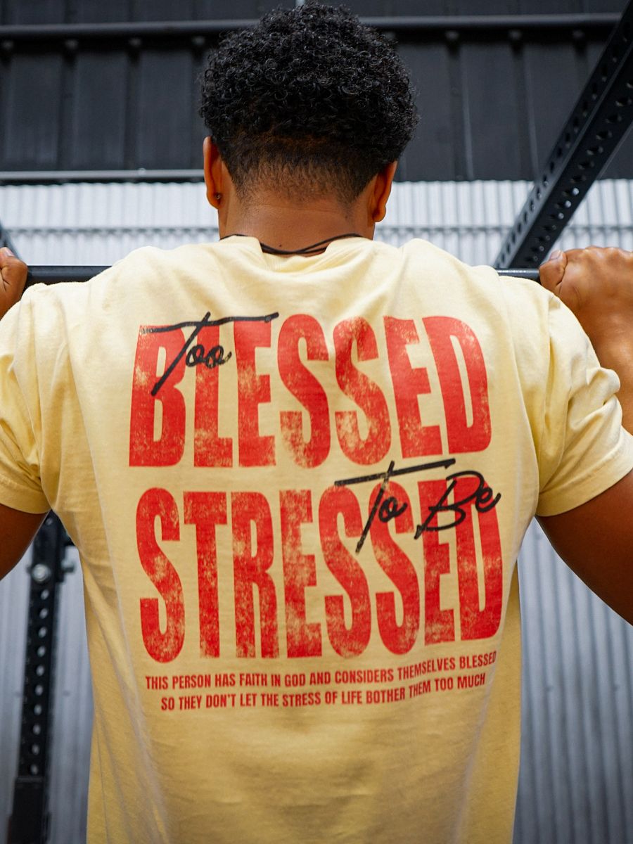 Athletic Dept | Too Blessed To Be Stressed | T-Shirt (Butter) product image (6)