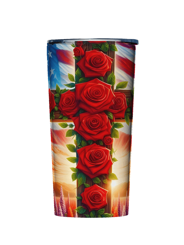 Lift Me Up Lord Faith Cross American Flag 20oz Stainless Steel Tumbler product image (1)