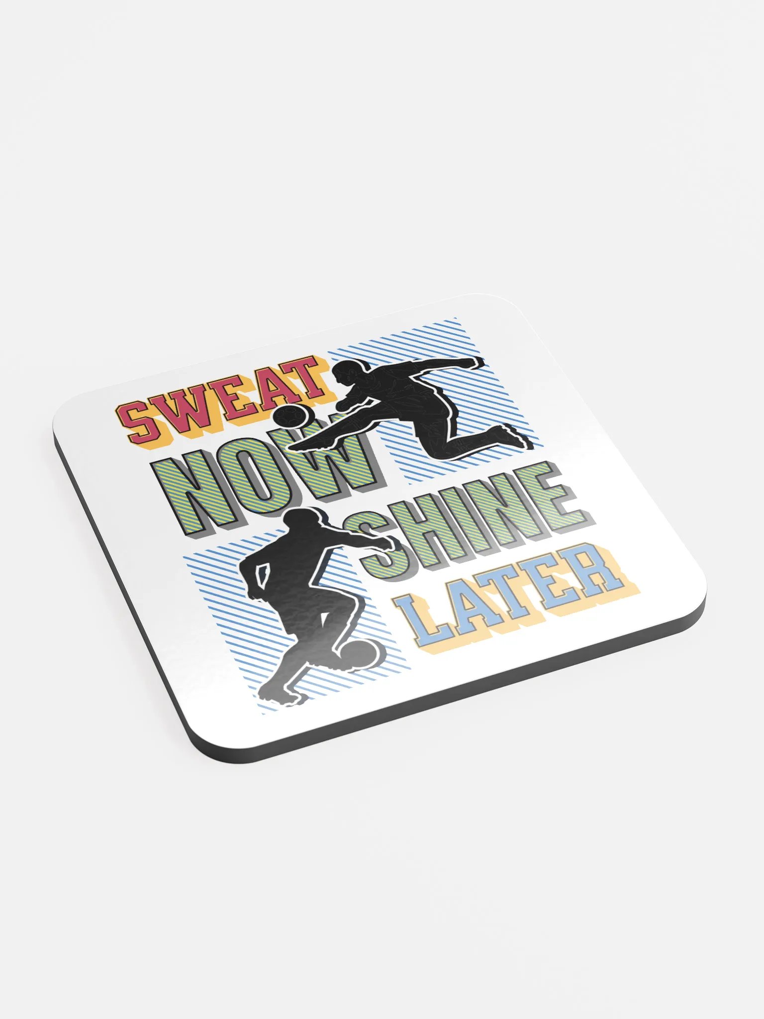Sweat Now Shine Later Soccer Silhouette Cork Coaster Set product image (3)