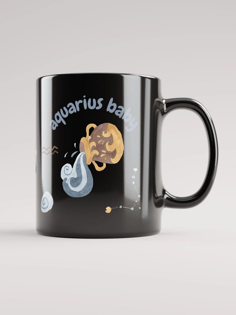 Aquarius Baby January 20 – February 18 BLACK GLOSSY MUG Baby Gift, New Baby Gift, Fun Astrology Gift product image (1)