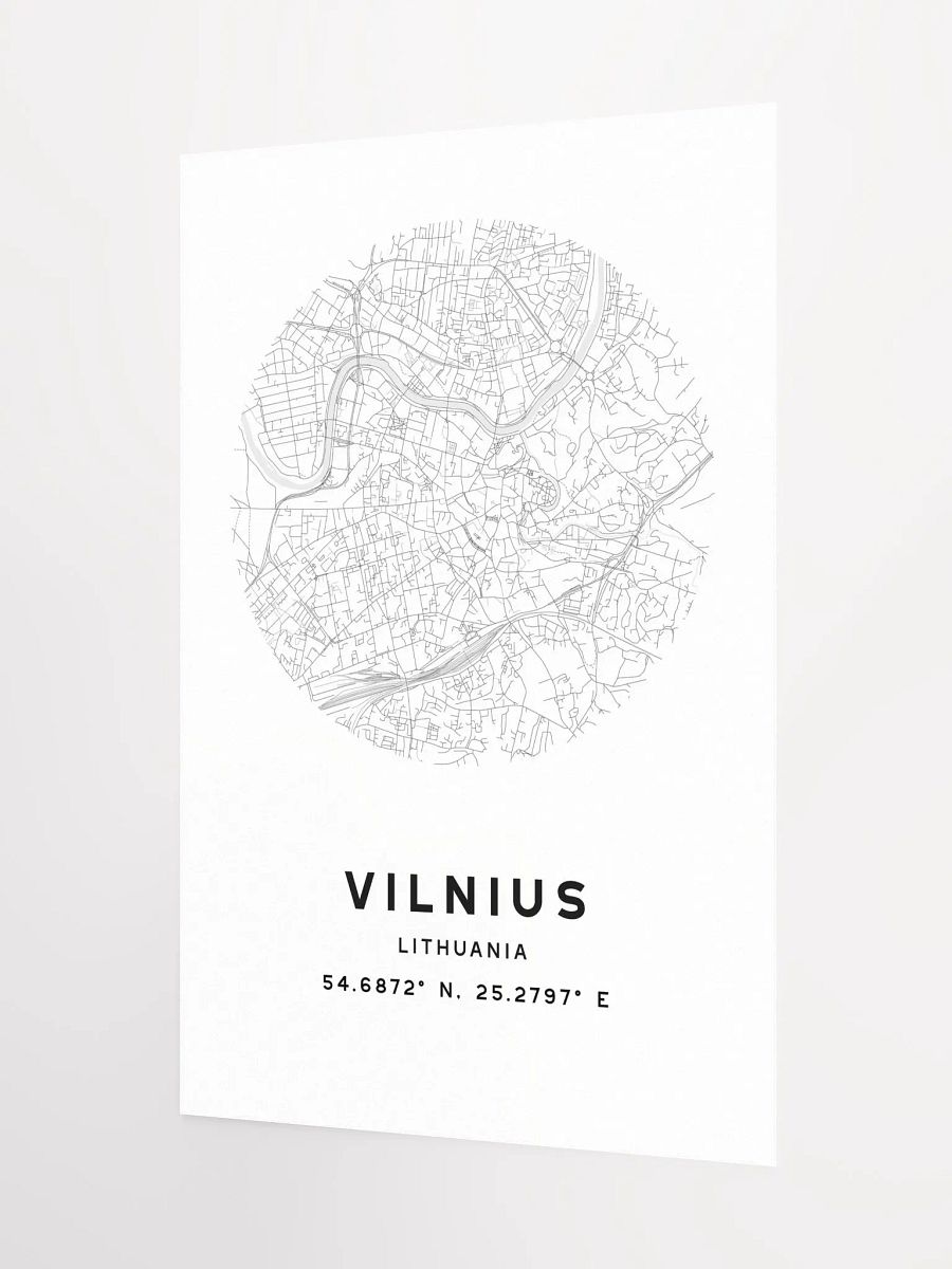 Vilnius Street Map Poster – White Minimalist Circular City Art product image (5)