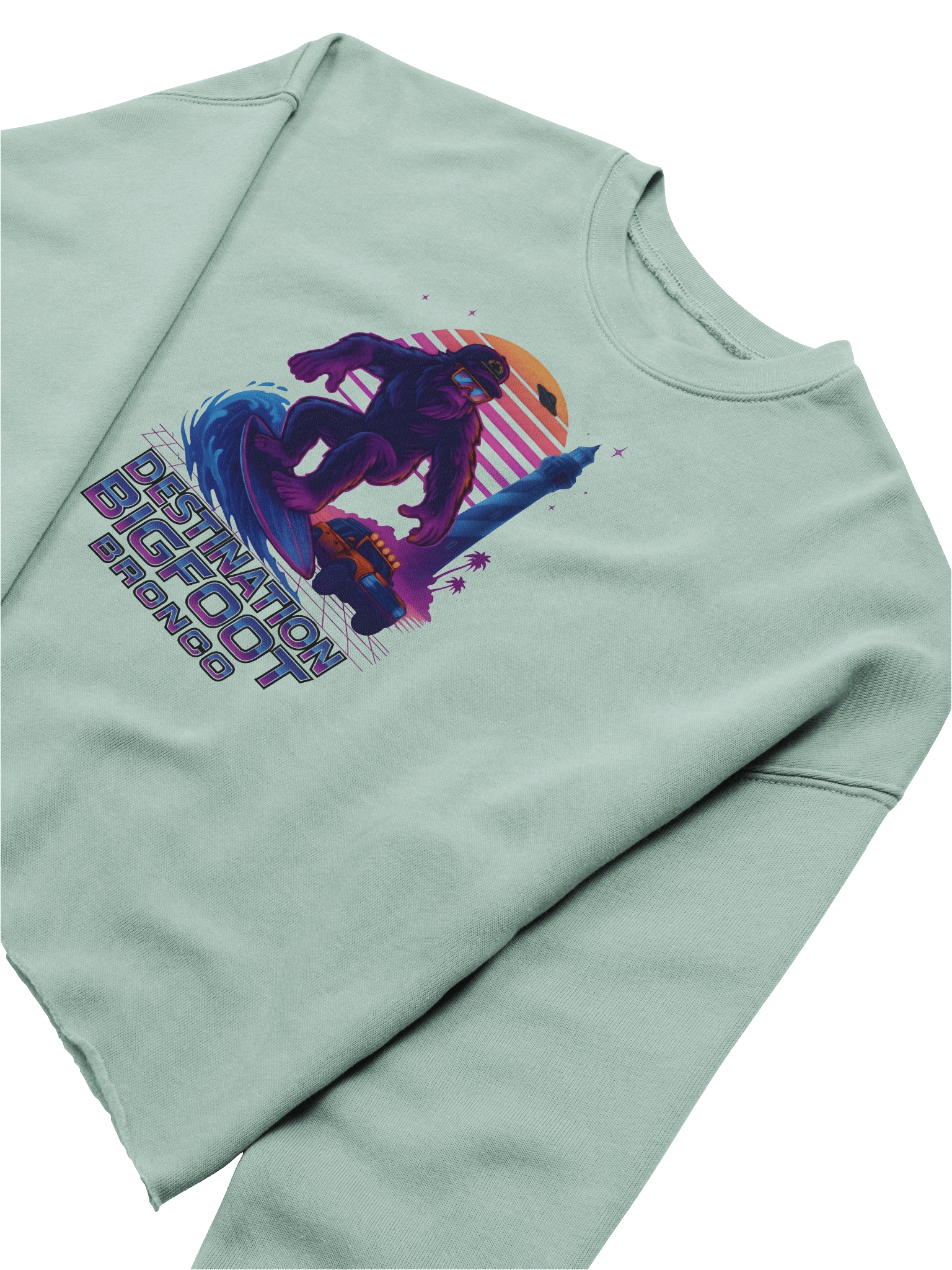 Destination Bigfoot Bronco Synthwave Bella+Canvas Women's Fleece Crop Sweatshirt (Multiple Colors Available) product image (15)