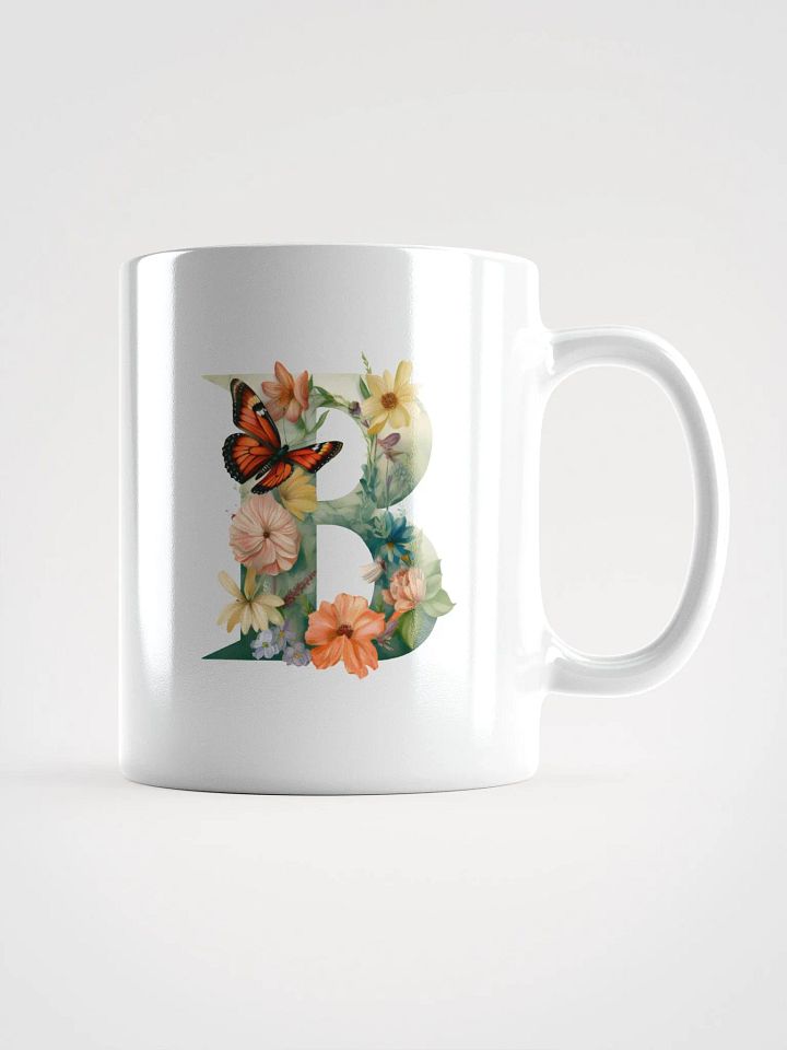 Letter B Monogram Floral Fantasy White Glossy Mug product image (1)