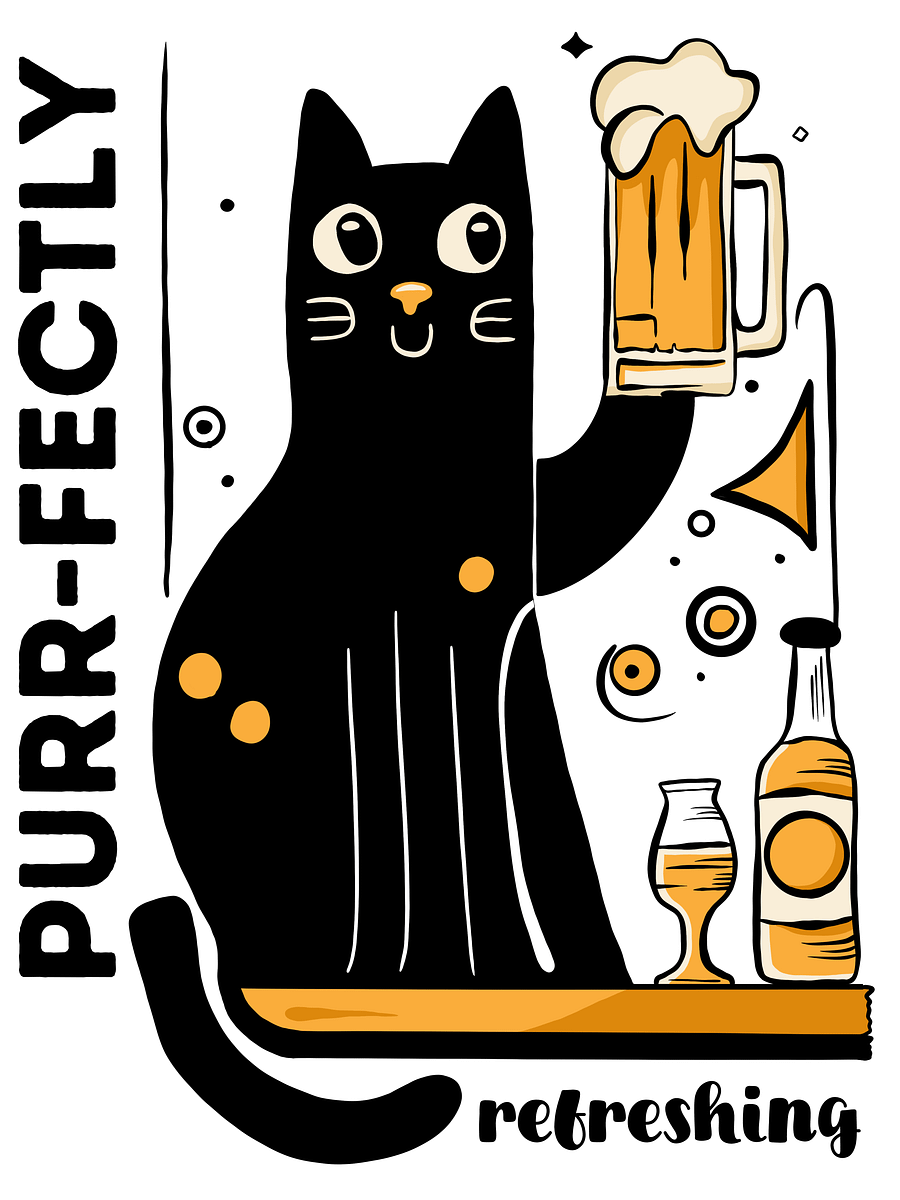 Purr-fectly Refreshing - Cat Holding a Beer, Hand-drawn Eco-Friendly Tote Bag product image (7)