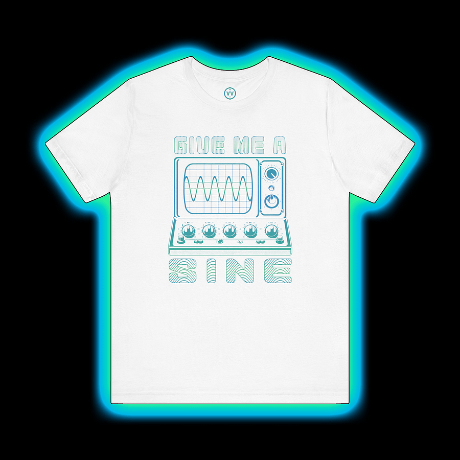 Waveform T-Shirt - Give Me A Sine (Oscilloscope Sound Designer) CYAN PRINT product image (1)