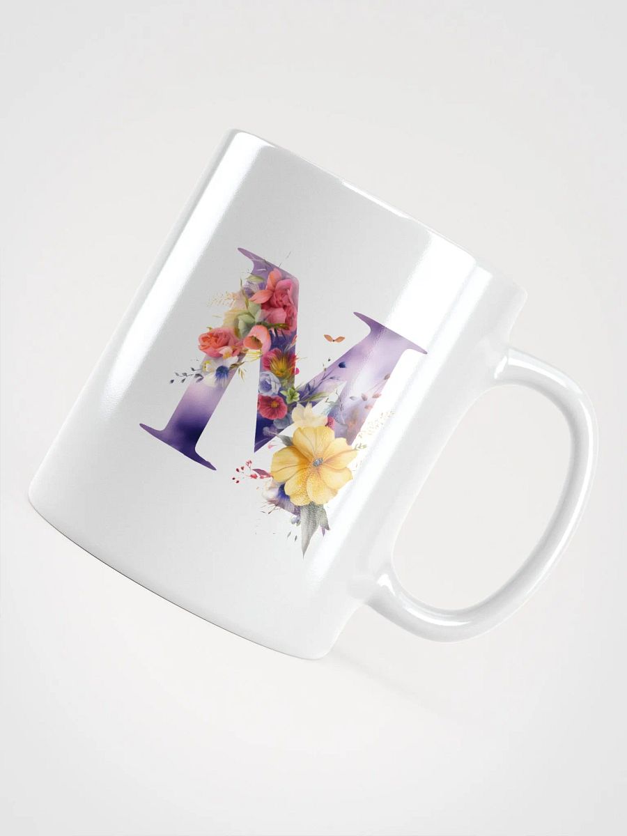 Letter M Monogram Floral Fantasy White Glossy Mug product image (12)