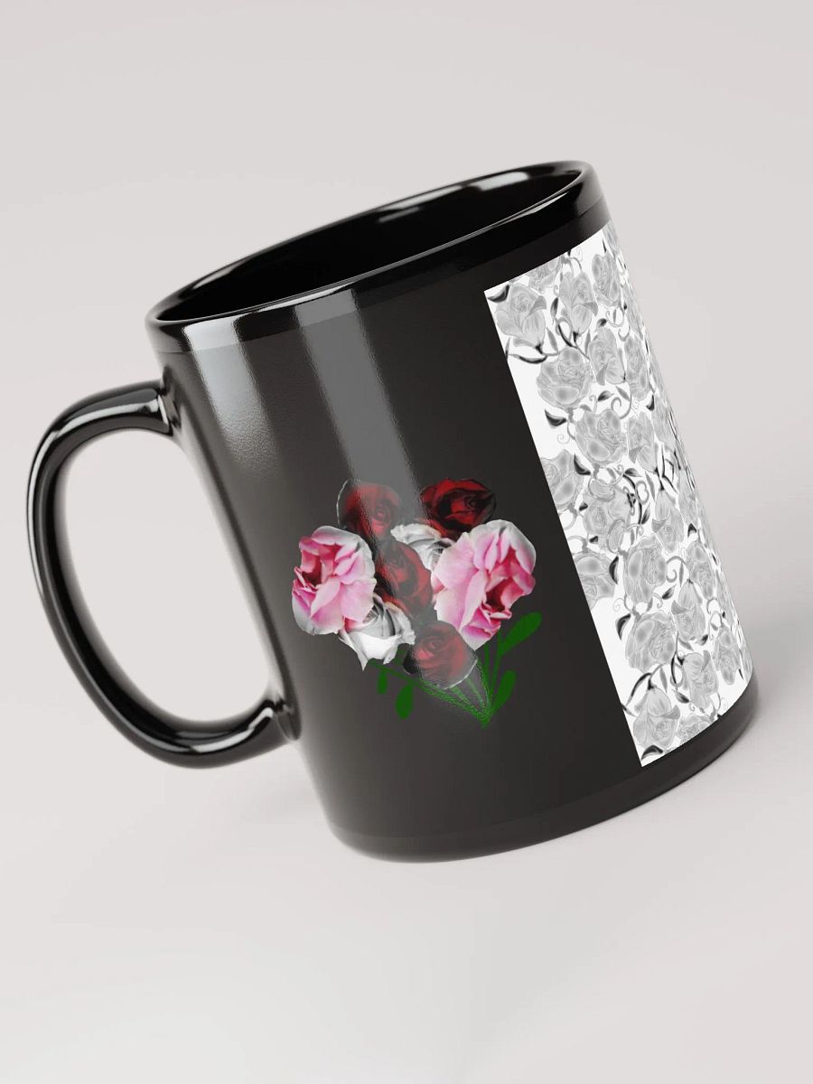 Gray Roses Rose Bouquet Black Coffee Mug product image (6)