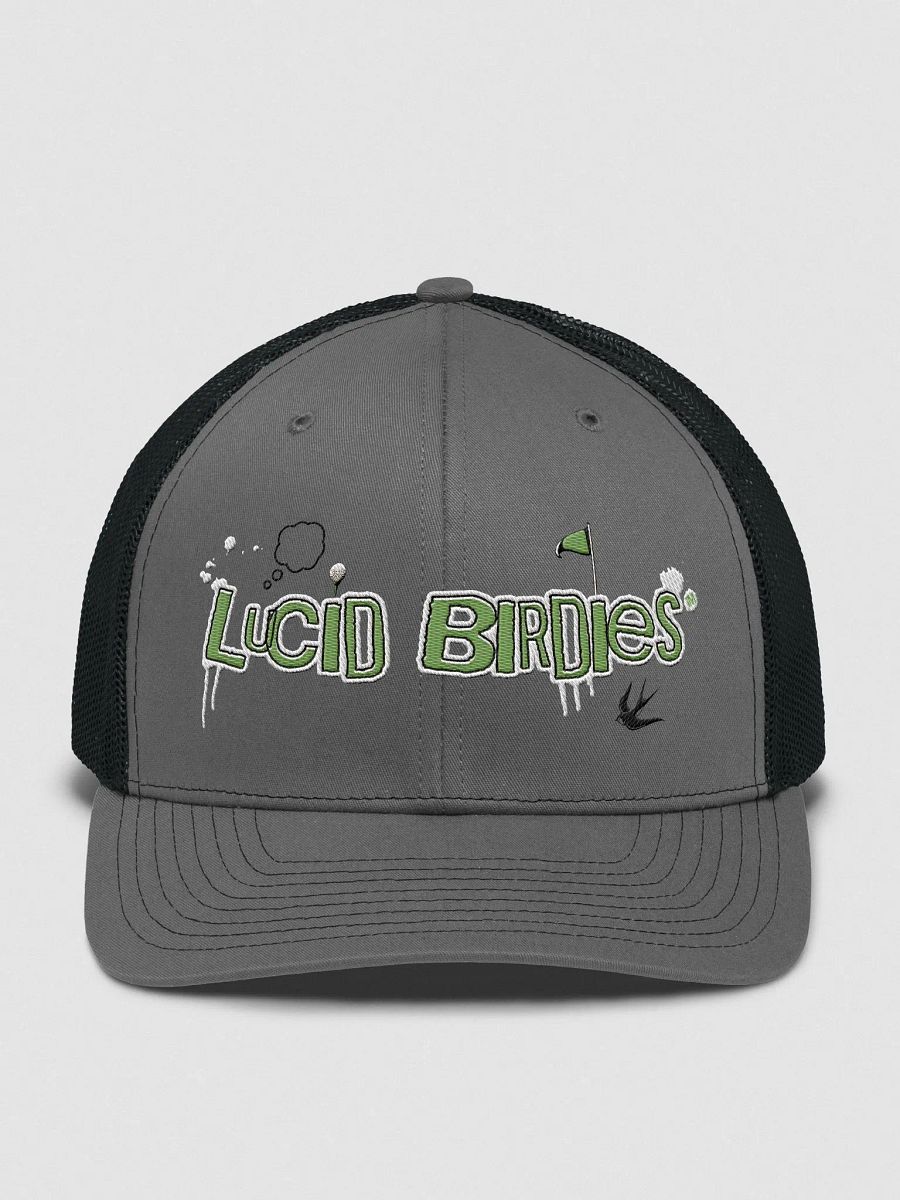 Lucid Birdies Streetwear Logo Trucker Hat-Charcoal-Black mesh product image (1)
