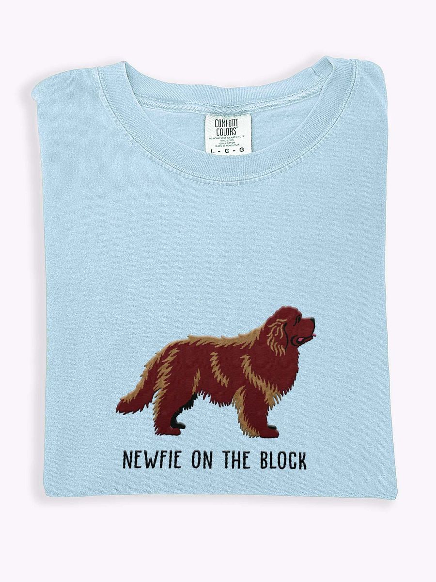 Newfie on the Block T-Shirt(Embroidered) of a Newfoundland(Brown) product image (1)
