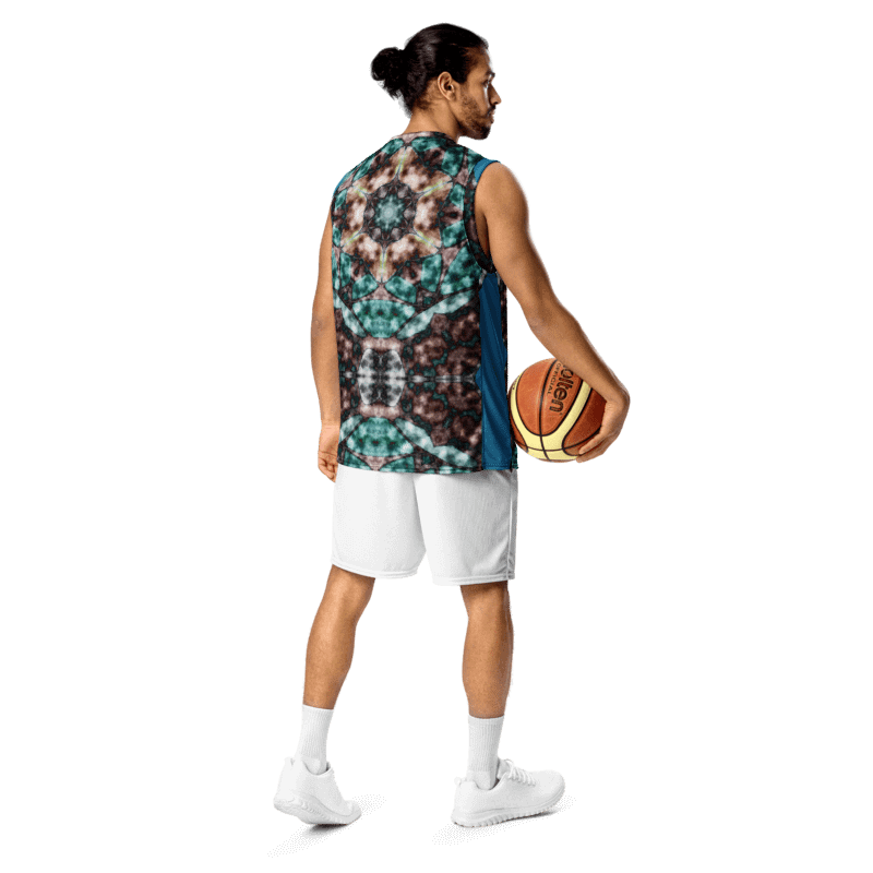 Bohemian 6 Pointed Madala Tuquoise and Brown/ All-Over Print Recycled Unisex Basketball Jersey by Sublicolor product image (1)