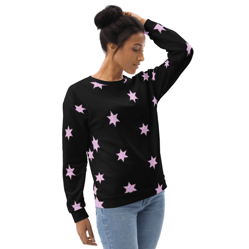 Abstract Repeating Pink Stars Unisex All Over Print Sweatshirt product image (2)