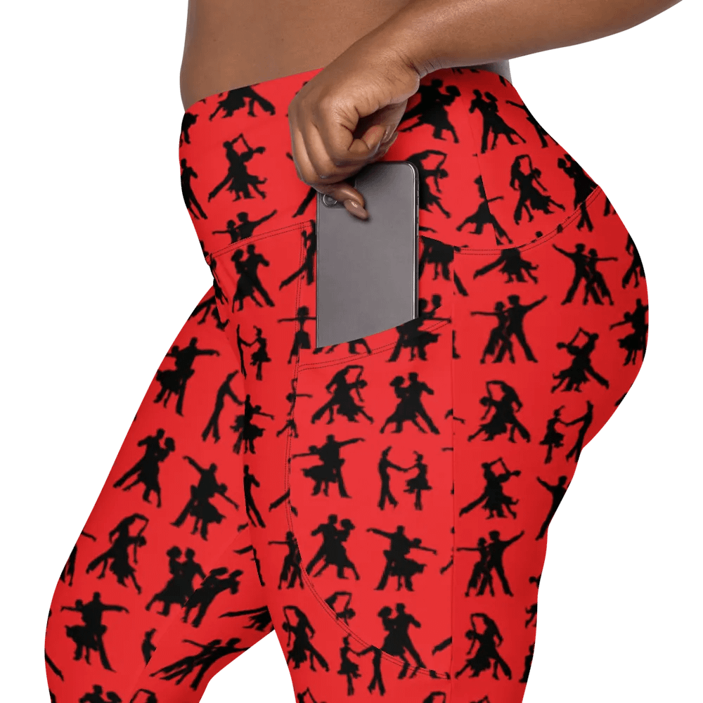 Red and Black Ballroom Dancing Leggings with Pockets product image (11)