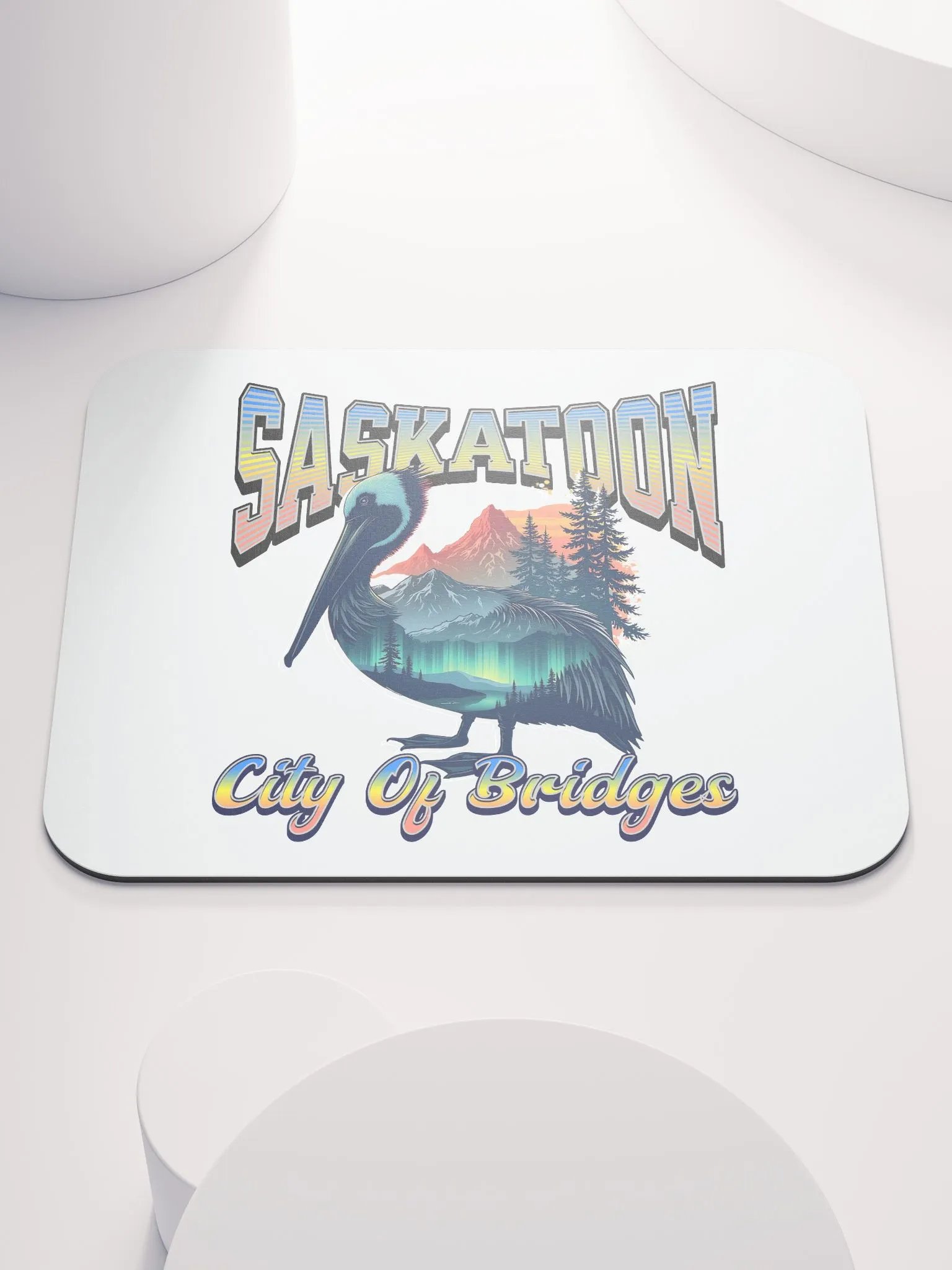Saskatoon City Of Bridges Pelican Aurora Borealis Mouse Pad product image (2)