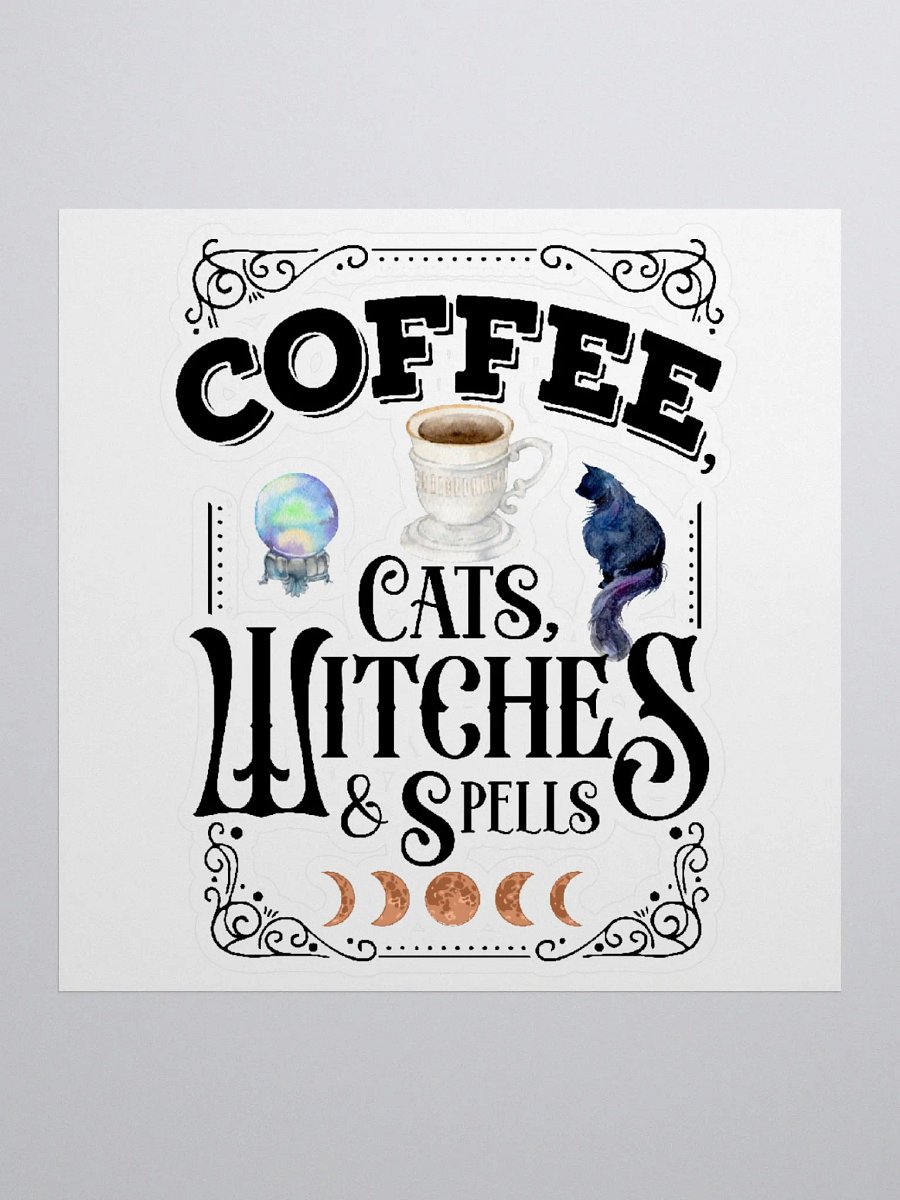 Coffee, Cats, Witches, and Spells STICKER - Witchy, Kitchen Witch, Magic Kitchen Gift product image (1)