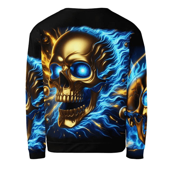 Blue Flames Golden Skull - Unisex Sweatshirt #23 product image (2)