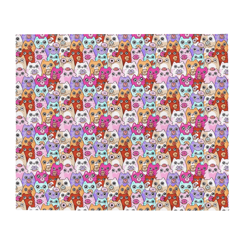 Whimsical Cat Faces and Doughnuts Throw Blanket product image (12)