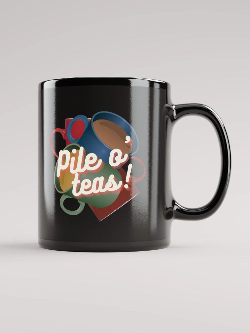 Pile o' teas black mug