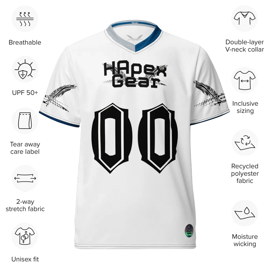 Cuban - White - Recycled Unisex Sports Jersey - Black HApex Gear Black Logo product image (9)