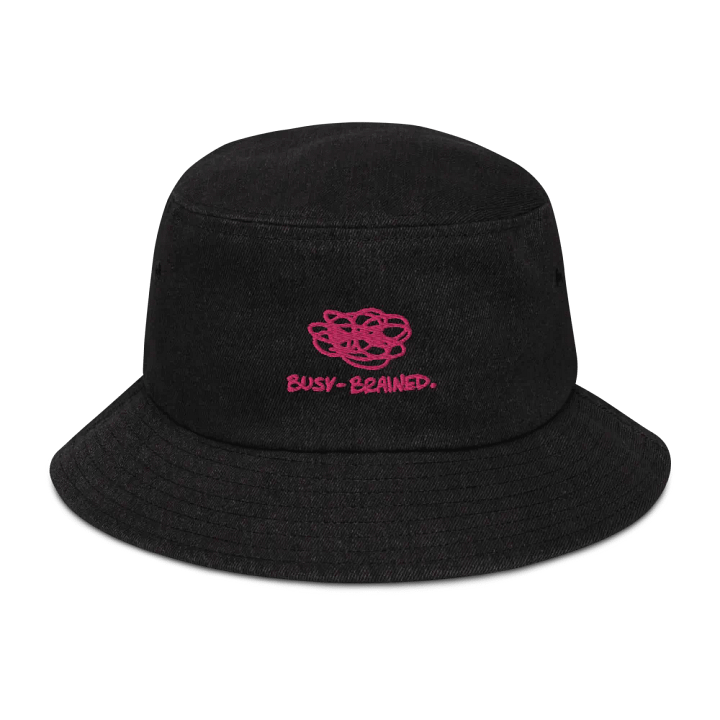 BUSY-BRAINED (pink) embroidered denim bucket hat product image (1)