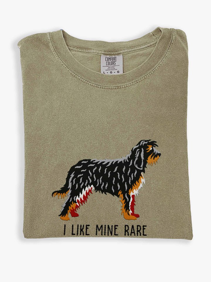I Like Mine Rare T-Shirt(Embroidered) of an Otterhound(Black & Tan) product image (1)
