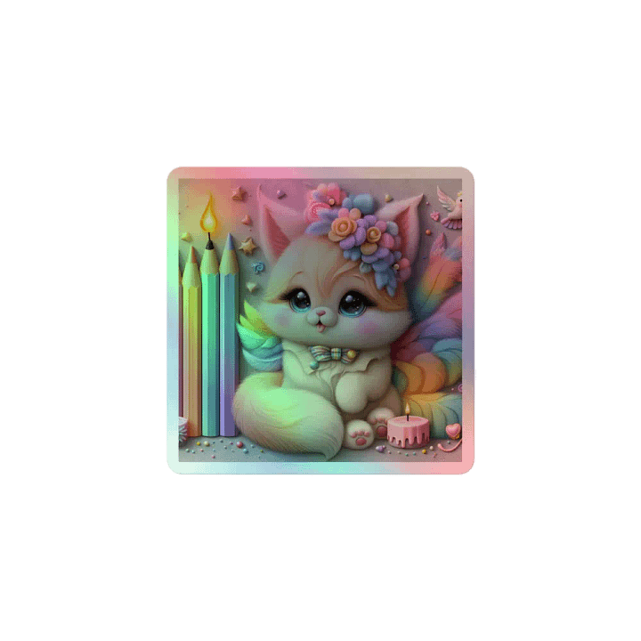 Whimsical Kitten Holographic Sticker Sheet product image (1)