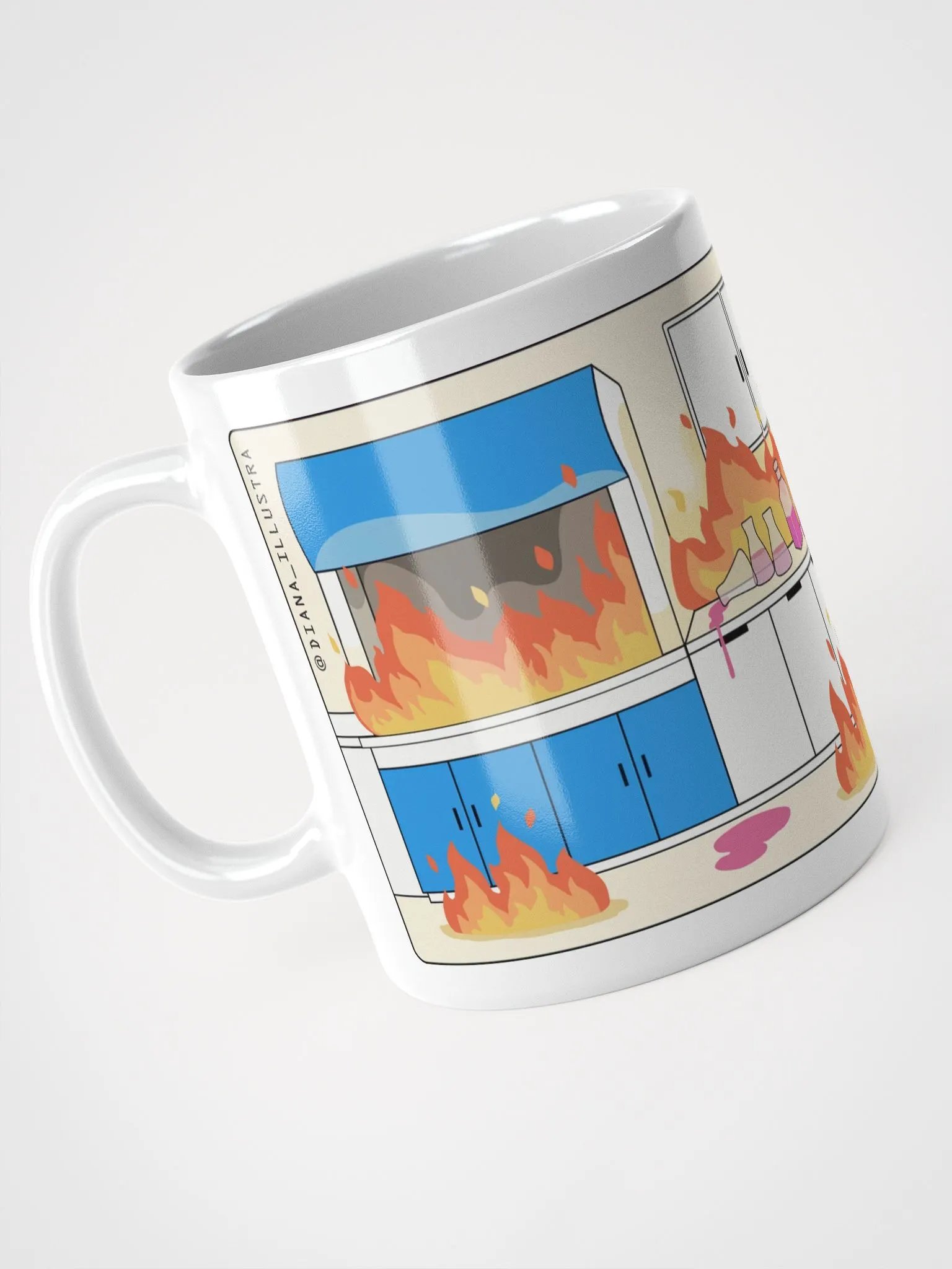 "Laboratorio en llamas" (SPANISH) Ceramic mug product image (5)