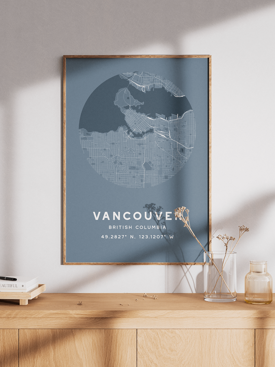 Vancouver Street Map Poster – Blue Minimalist Circular City Art product image (1)