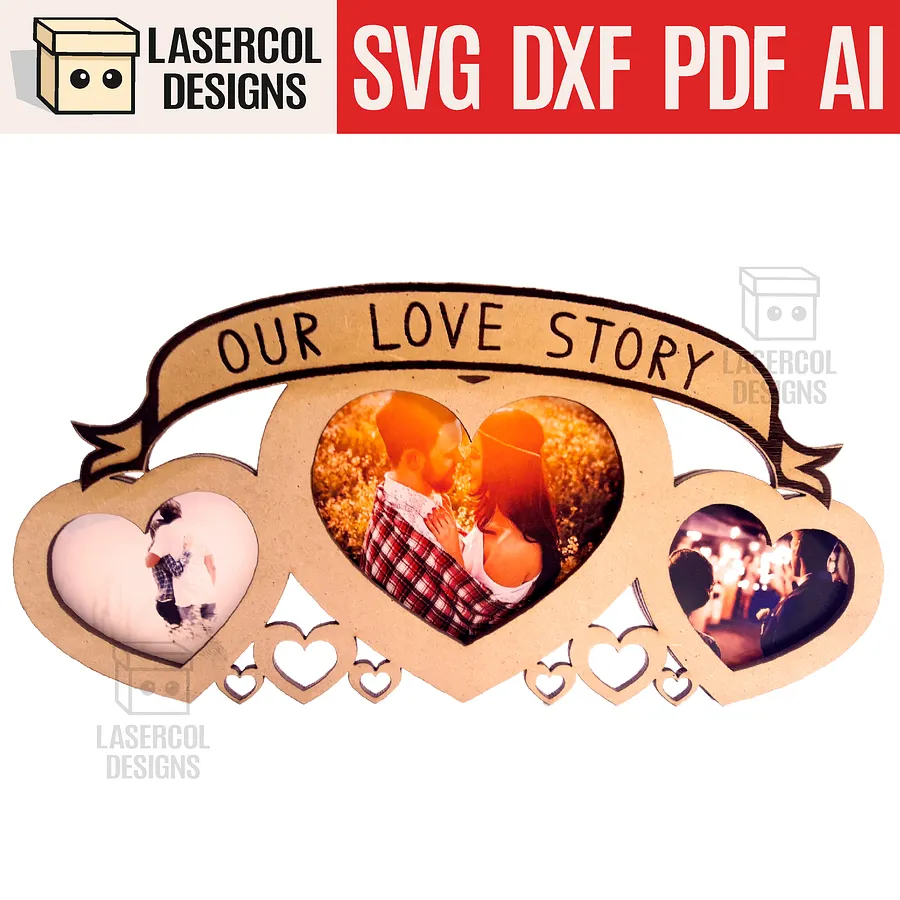 Heart Shaped Photo Frame (2 Sizes) - Laser Cut Files product image (1)