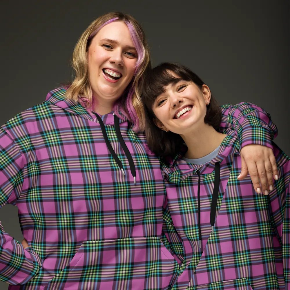 Purple Orchid and Turquoise Plaid Hoodie product image (3)