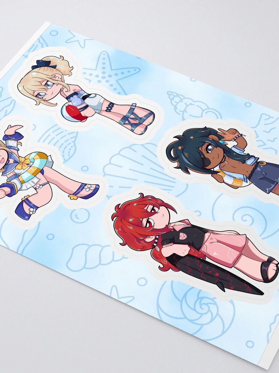 Summer Sticker Sheet: Barbara, Jean, Diluc, Kaeya (Genshin Impact) product image (2)