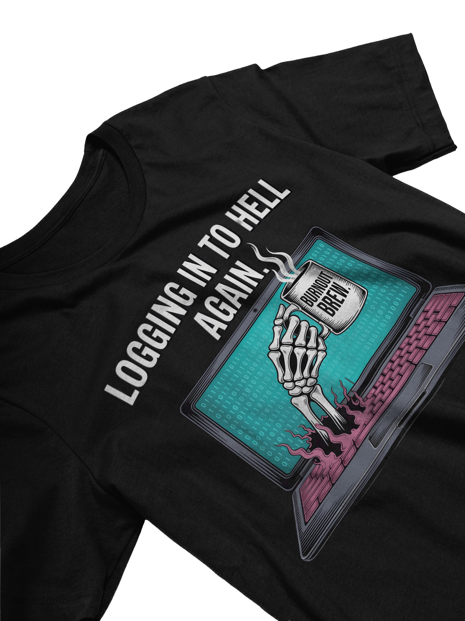 Burnout Brew Skeleton Laptop T-Shirt product image (3)