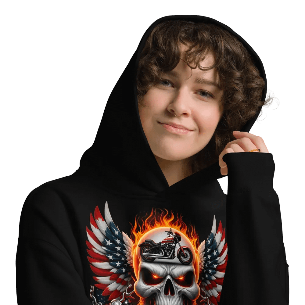 Rebellious Skull Motorcycle Wings Hoodie #33 product image (9)