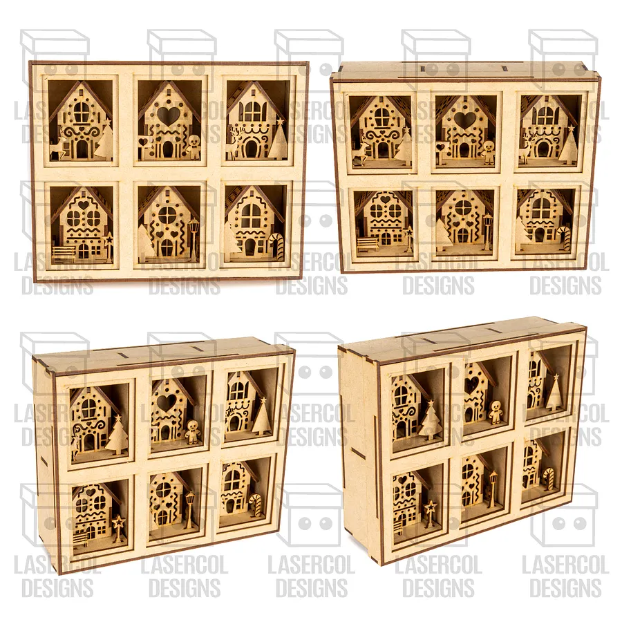 Christmas Houses Ornaments Boxes Set 1 (8 Houses Styles) - Laser Cut Files product image (8)