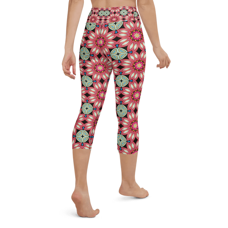 Fractal Batik Maroon Yoga Capri Leggings product image (2)