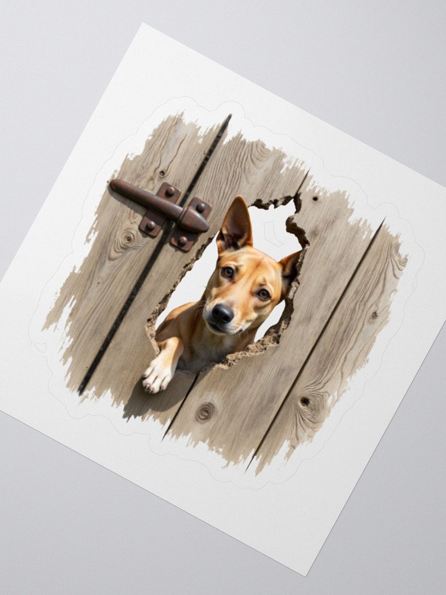 Rustic Wood Fence Peeking Potcake Sticker product image (2)