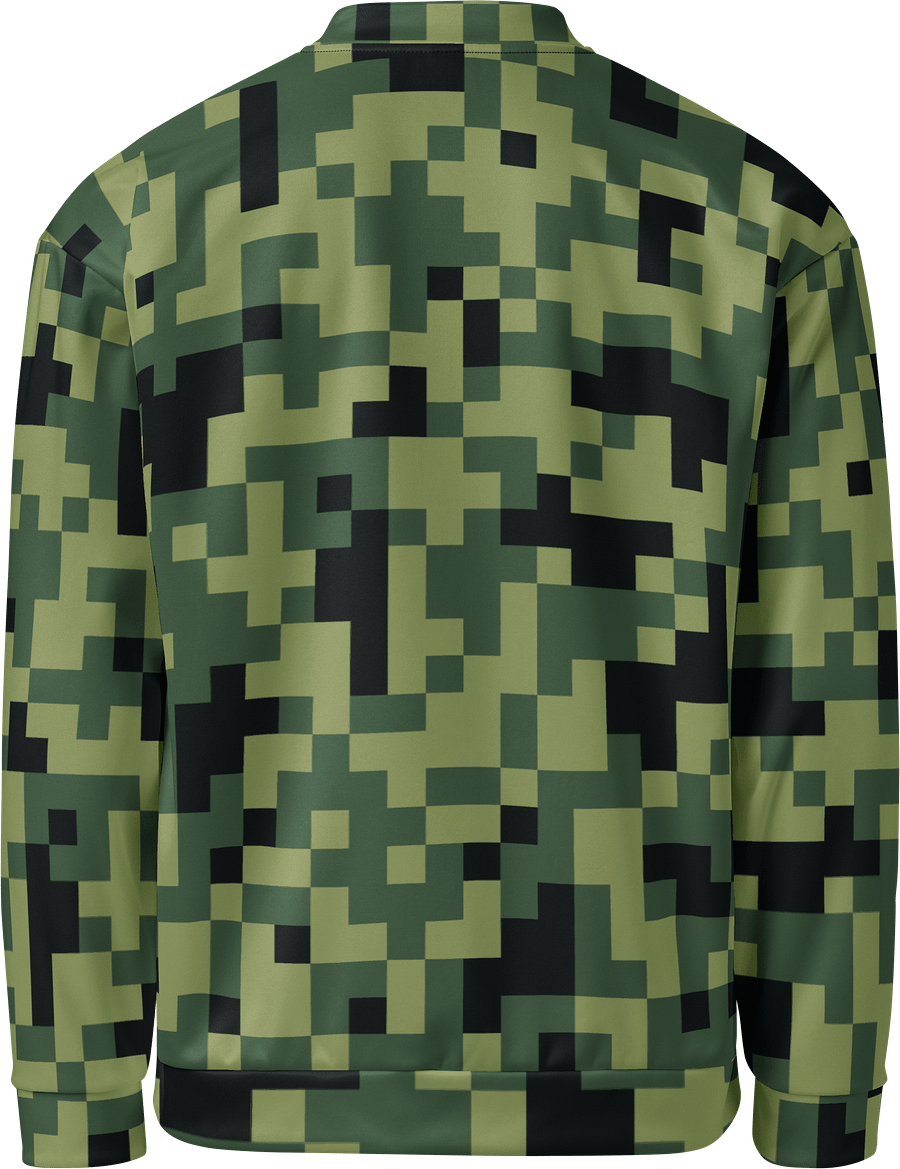 Military Green Camouflage Pixels Camo Pattern Unisex Bomber Jacket product image (4)