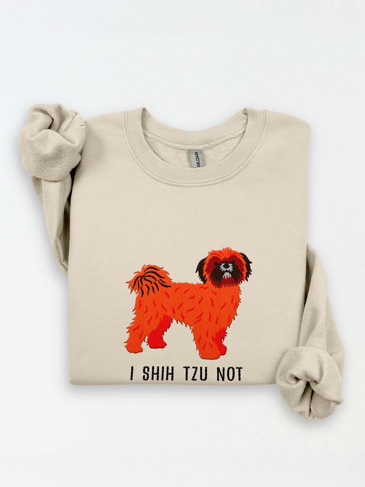 I Shih Tzu Not Sweatshirt (Embroidered) of a Shih Tzu(Red, Black Mask) product image (1)