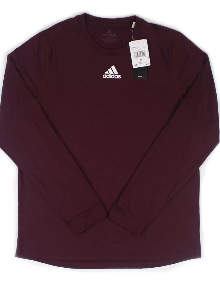 Adidas Men's Climalite Creator Long Sleeve T-Shirt Maroon EK0128 product image (1)