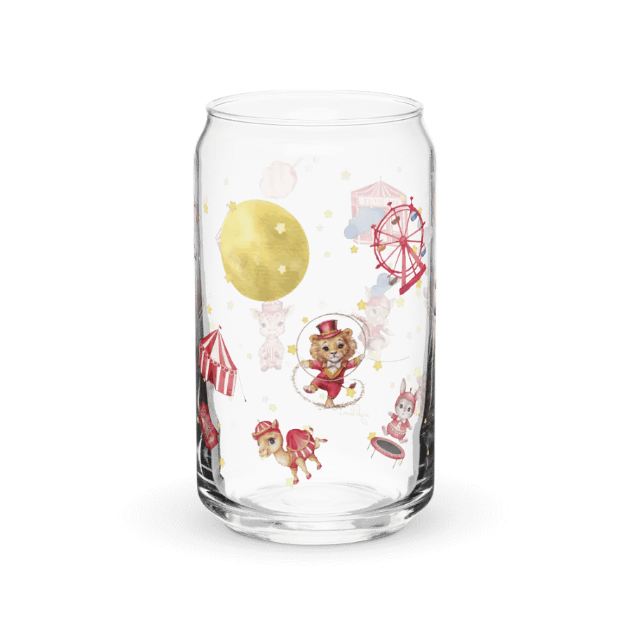 Midnight Circus Montage Glass Can | 16oz – Unique & Whimsical Drinkware product image (1)