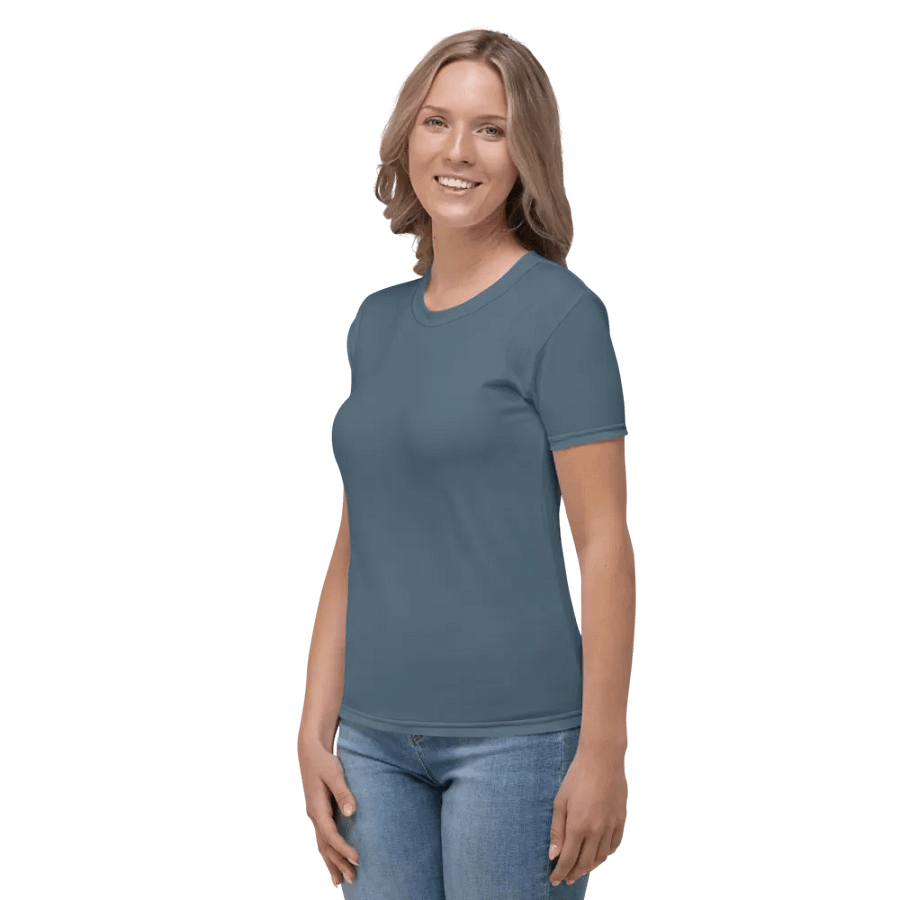 Plain Dark Greyish Blue Soft Summer Women's Crewneck Polyester Heavyweight Premium T-Shirt by Treasure Pie product image (5)