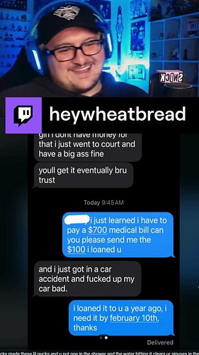 Never Loan Your Friends Money 💸

#twitch #twitchstreamer #twitchaffiliate #twitchclips #reddit #texts