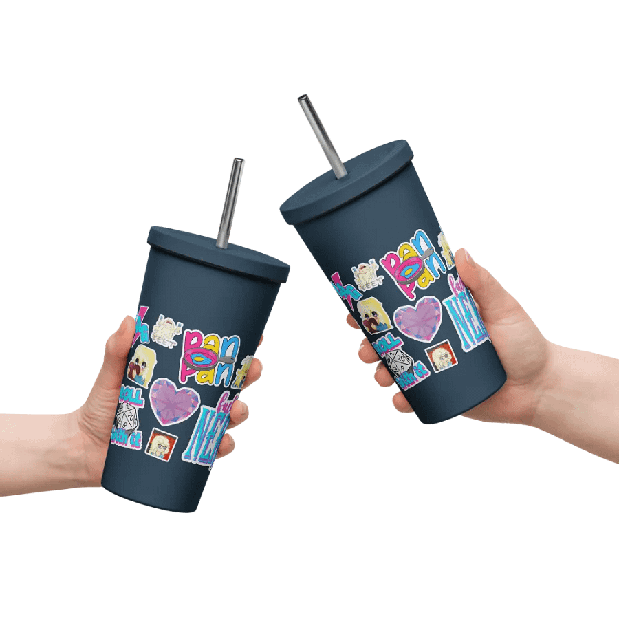 Faux Sticker Insulated Tumbler with Lid and Straw product image (11)