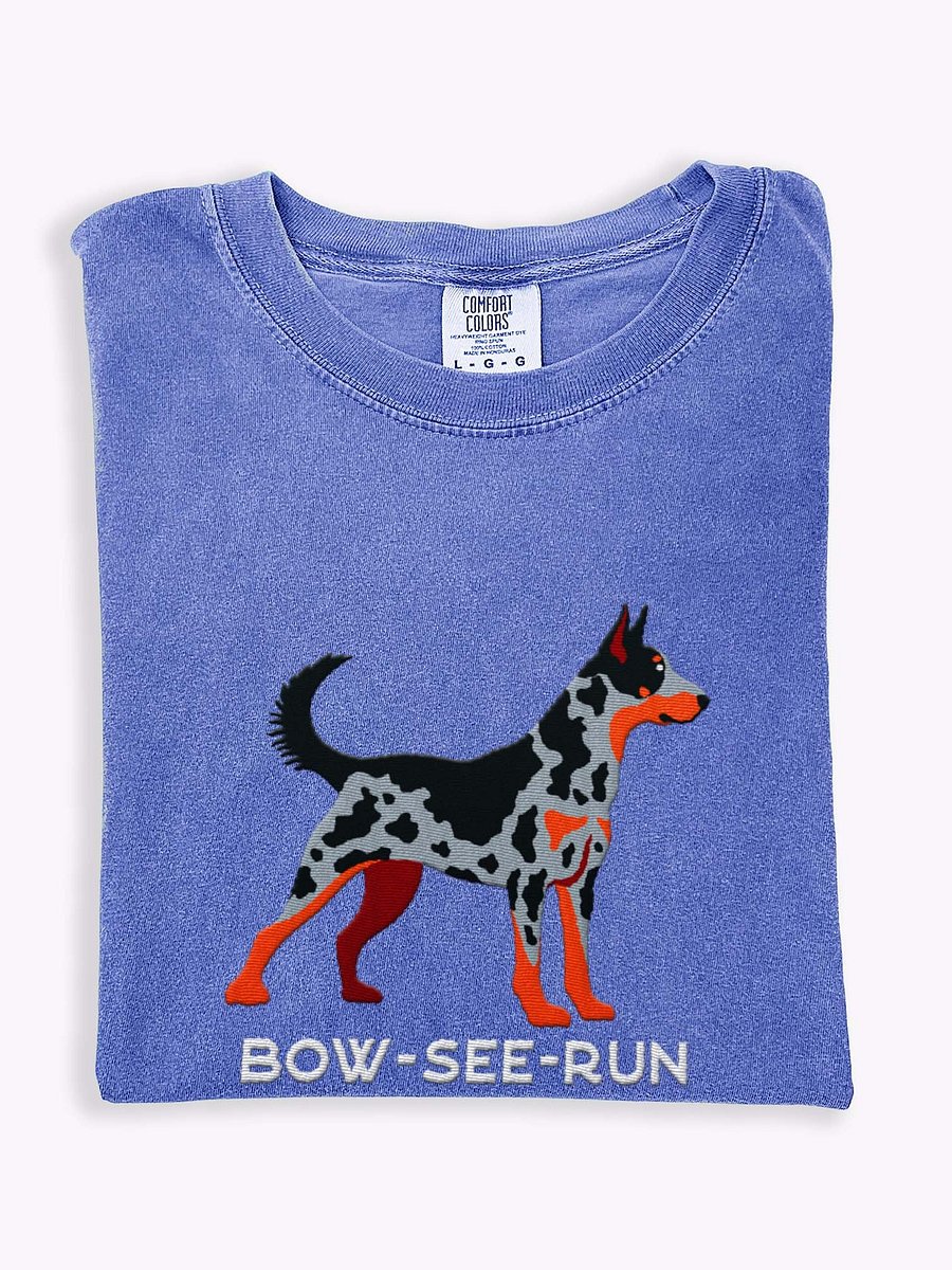 Bow-See-Run T-Shirt(Embroidered) of a Beauceron(Harlequin, Cropped Ears) product image (1)