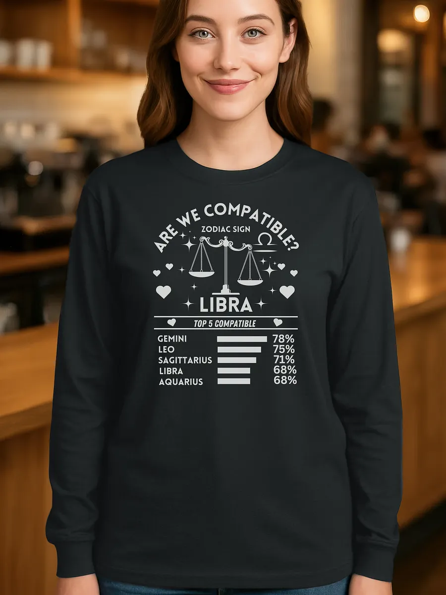 Libra Zodiac Sign Romantic Compatibility - Gildan Ultra Cotton Unisex Long Sleeve T-Shirt - Dark Colors product image (1)