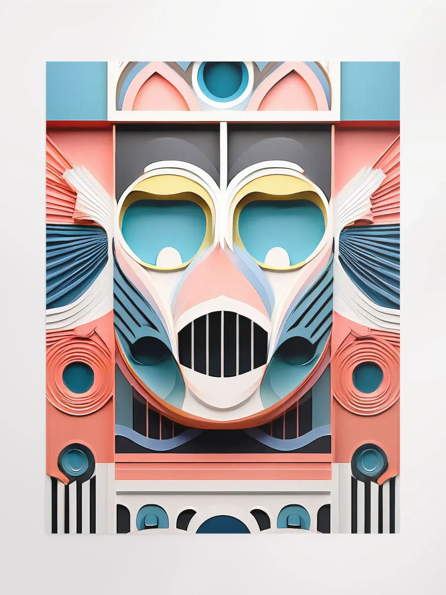 Pastel Robot Mask Poster - Medium Size 18x24 Inches product image (1)