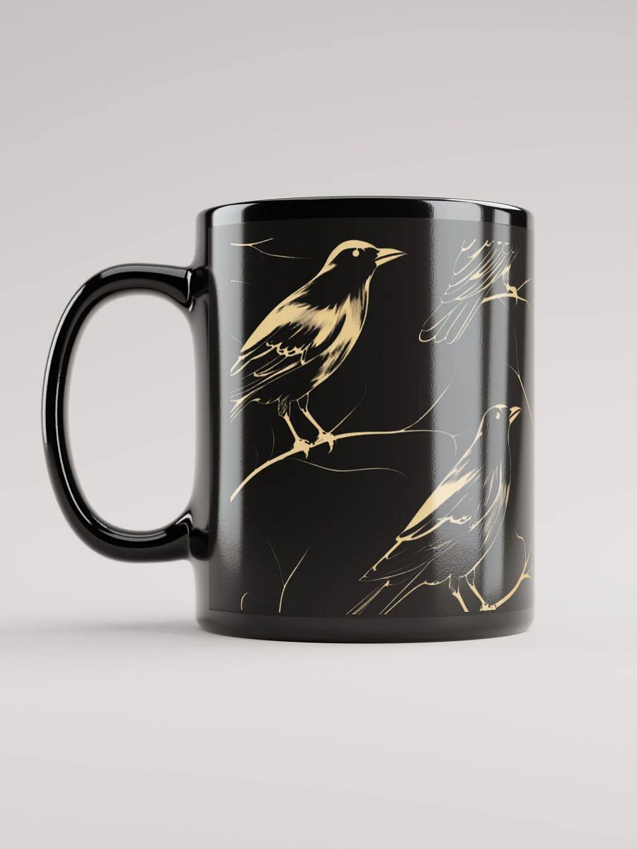 Black Mug with Premium Crow Illustrations product image (6)