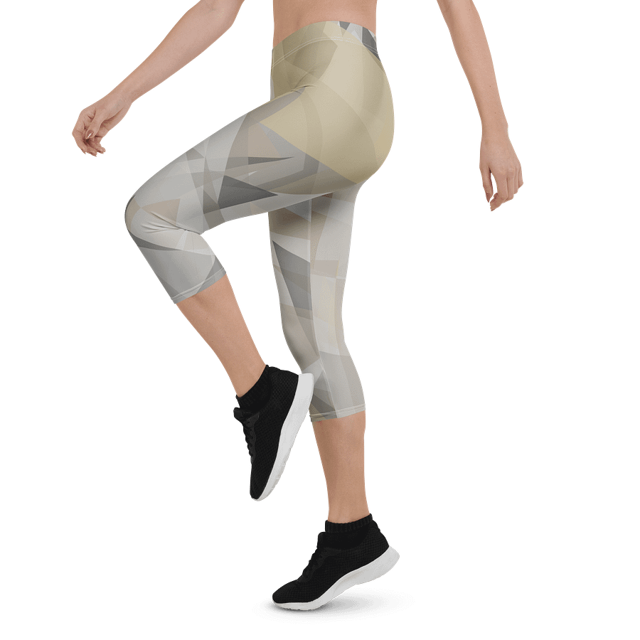 Beige Triangle Abstract Capri Leggings product image (3)