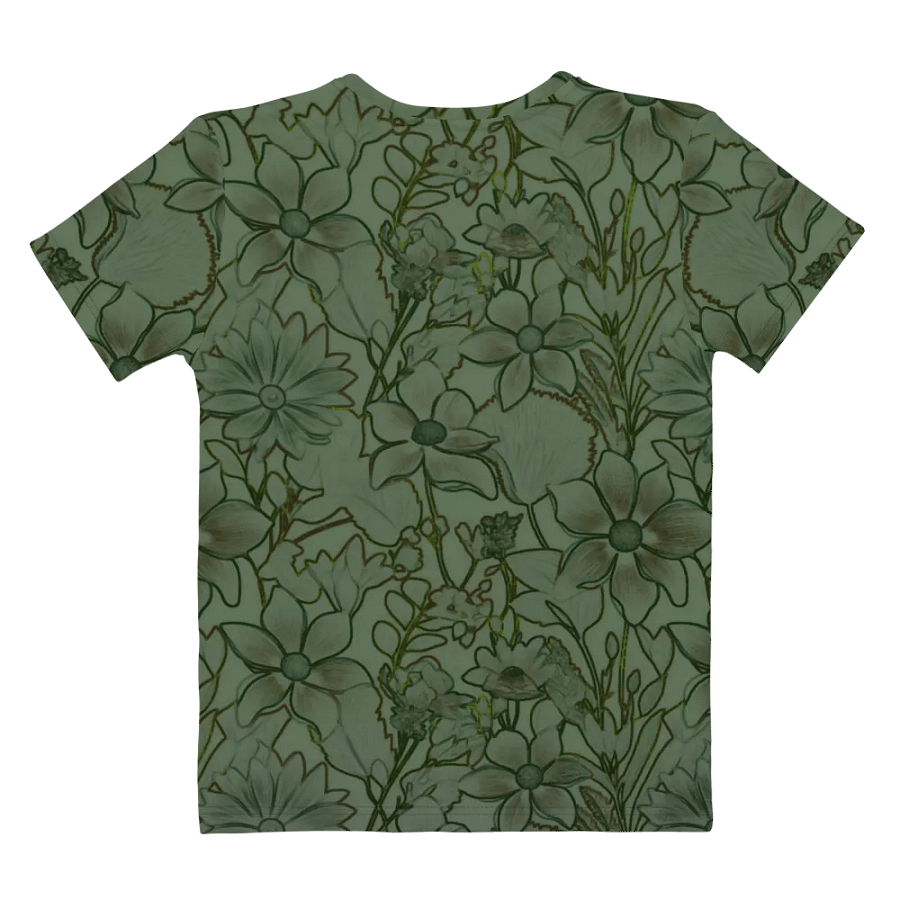 Line art Green and Dark green Floral/All-Over Print Women's Crew Neck T-Shirt by Sublicolor product image (3)