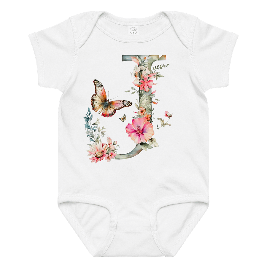Floral Letter J Baby Bodysuit product image (1)