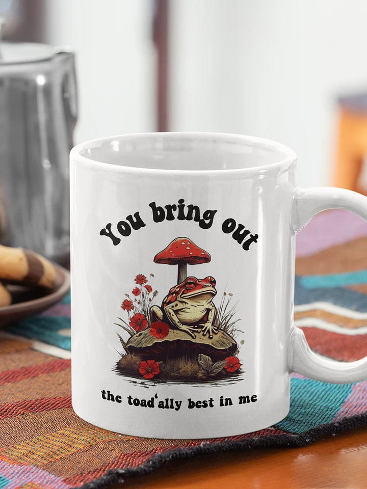 Cottagecore Ceramic Mug with Magic Mushrooms Funny Frog Wild flowers product image (1)